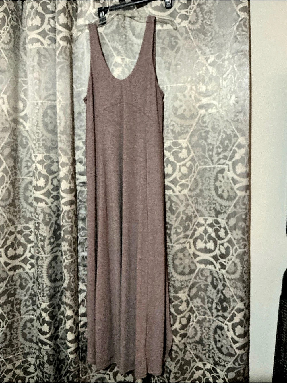 Halara U Neck Flowy Maxi Casual Tank Dress Brown XL NWT
